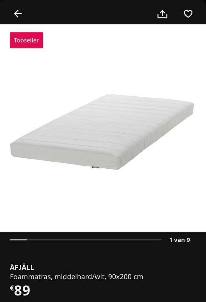 2 ikea matrassen ( 90x200) - nieuw!, Ophalen, Zo goed als nieuw, Matras