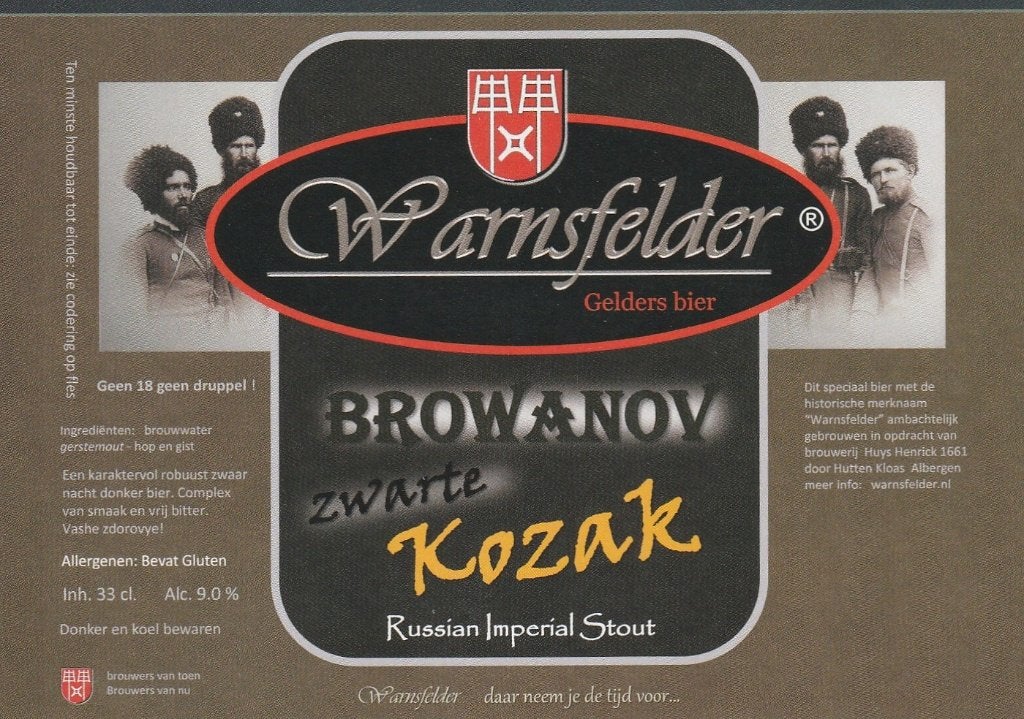 bieretiket Nederland Warnsfelder Kozak, Envoi, Neuf, Autres types, Autres marques