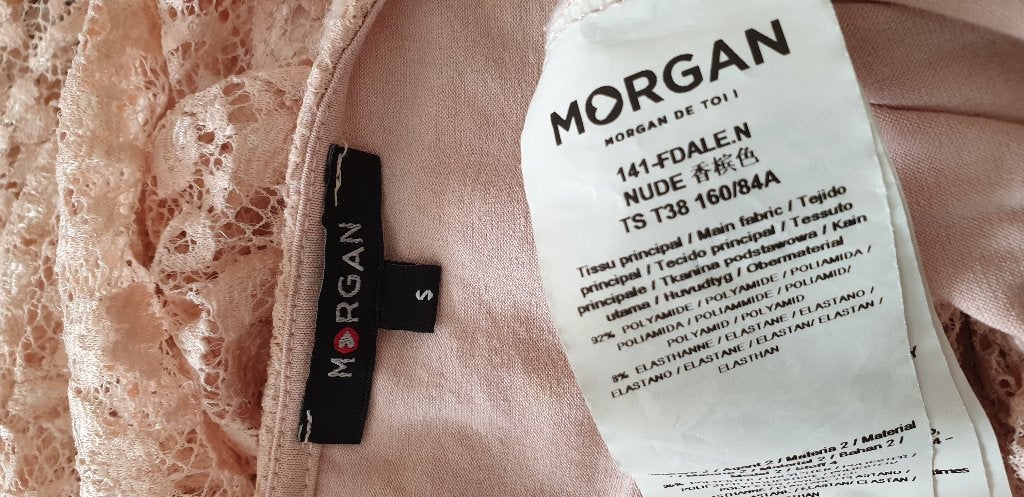 Morgan kanten blouse - Maat S, Zo goed als nieuw, Roze, Maat 36 (S), Morgan