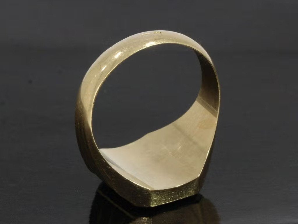 Tijgeroog 14k gouden vintage heren zegel ring fraai uniek, Heer, Ophalen of Verzenden, Zo goed als nieuw, Met edelsteen