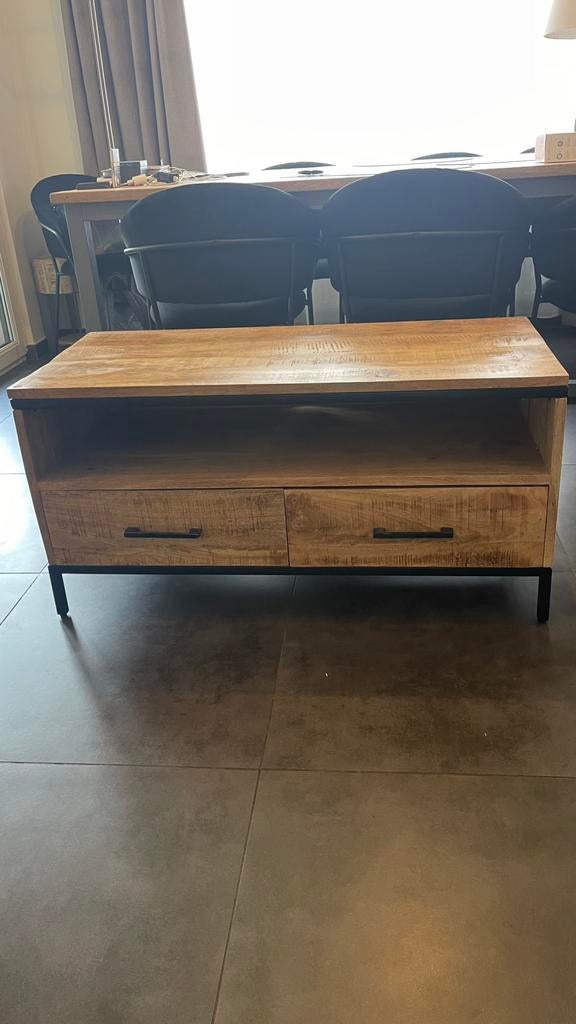 Meuble TV ou buffet en bois de manguier et métal, Enlèvement, Utilisé