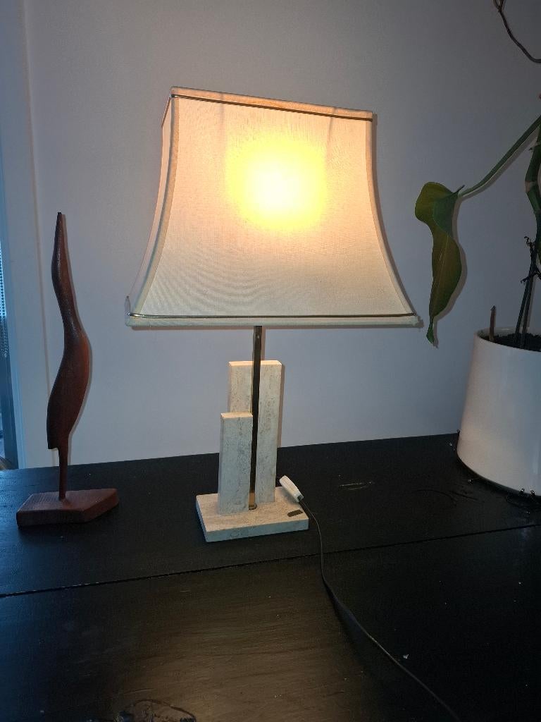 Tafellamp travertin seventees, Huis en Inrichting, Ophalen, Overige materialen, Zo goed als nieuw, Minder dan 50 cm