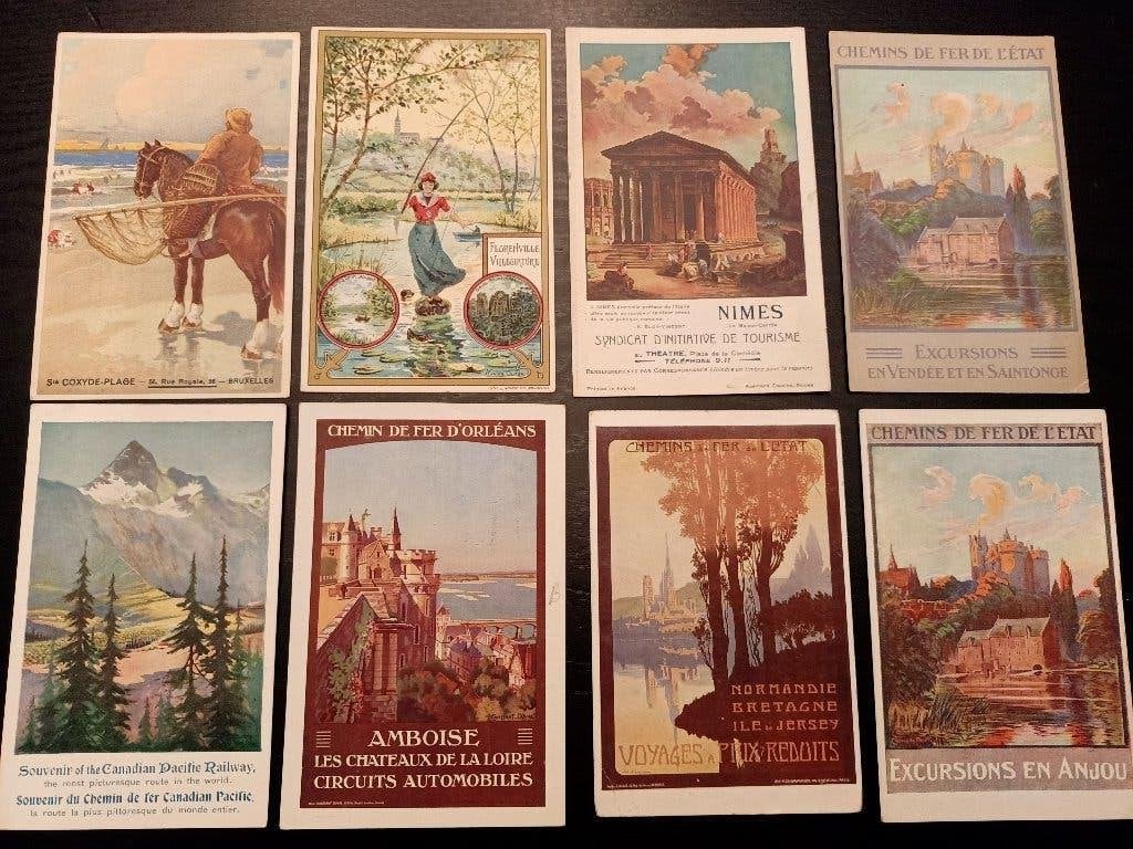 8 afdrukken van affiches, Verzamelen, Postkaarten | Themakaarten, Ophalen of Verzenden