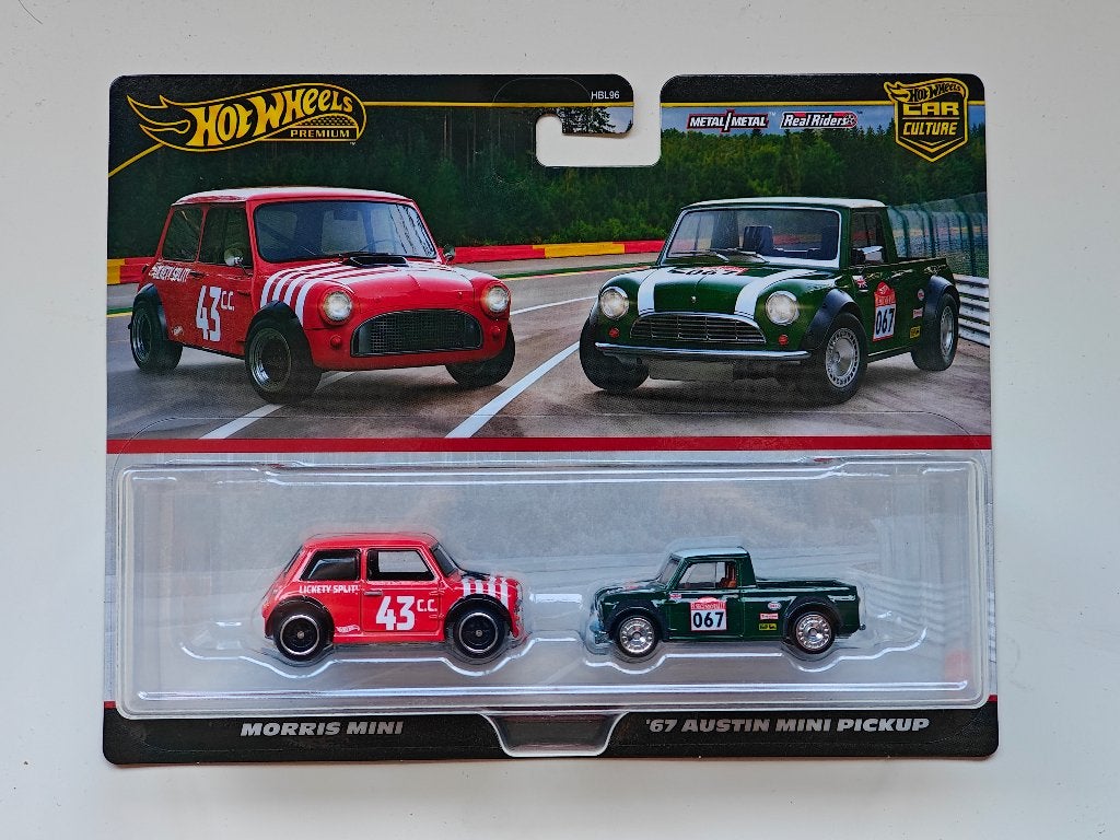 Hot Wheels Morris Mini & '67 Austin Mini Pickup 2-pack, Hobby en Vrije tijd, Ophalen of Verzenden, Zo goed als nieuw, Auto