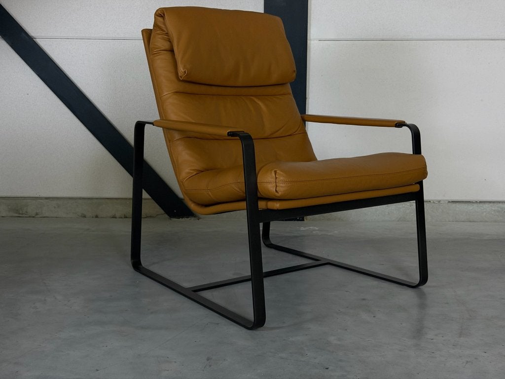 Leolux Indra fauteuil – Leder Ceras Brandy – Nieuwstaat, Pode Jori Vitra Cassina Flexform, 75 tot 100 cm, Zo goed als nieuw, 75 tot 100 cm