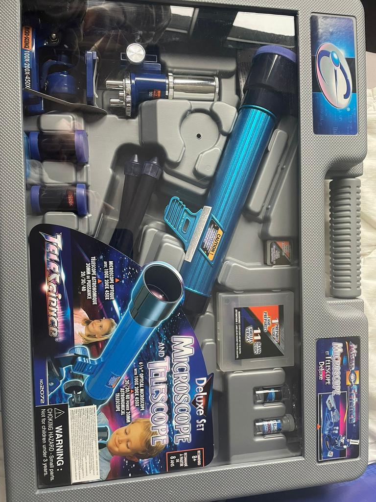 Microscoop en telescoop in draagkoffer, Ophalen, Zo goed als nieuw