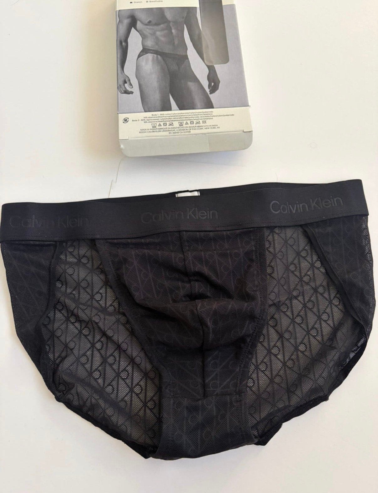 Calvin Klein Microfiber Lace Tanga, Verzenden, Zwart, Slip