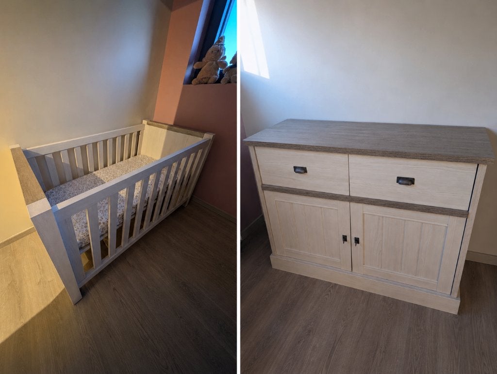 Babybed + commode + verlengstuk, 90 à 105 cm, Comme neuf, Enlèvement, 50 à 70 cm
