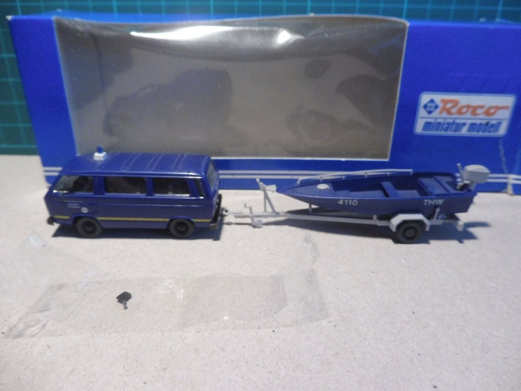 1:87 Roco 1730 Volkswagen VW T3 THW met aanhanger en boot, Enlèvement ou Envoi, Utilisé, Autres types, Roco