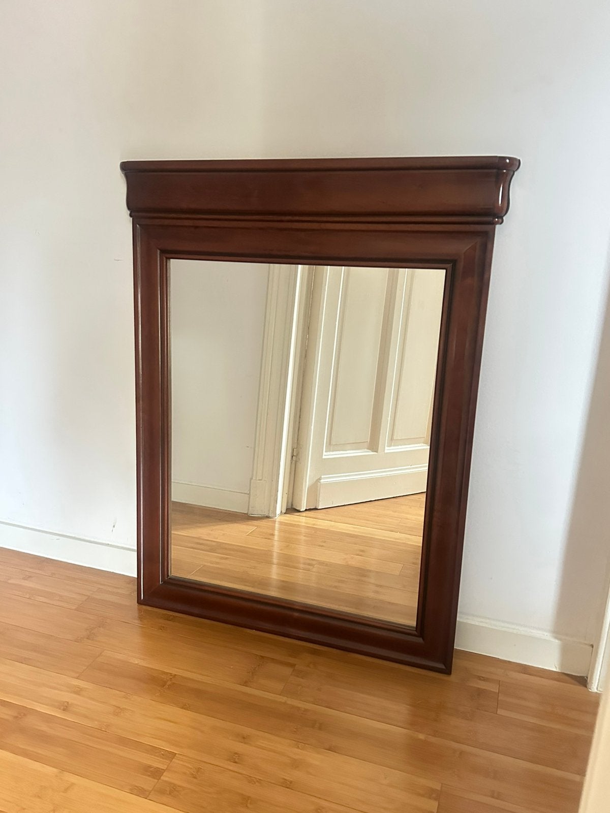 Antieke spiegel hout, Antiek en Kunst, Ophalen, Rechthoekig, 100 tot 150 cm, 150 tot 200 cm