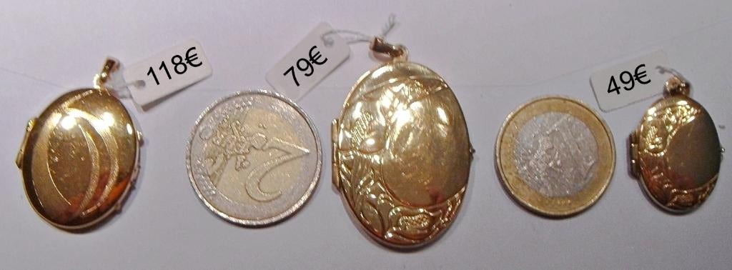 Pendentif "cassolette" porte-photo ovale plaqué or NEUF, Bijoux, Sacs & Beauté, Pendentifs, Neuf, Autres matériaux, Or, Autres représentations