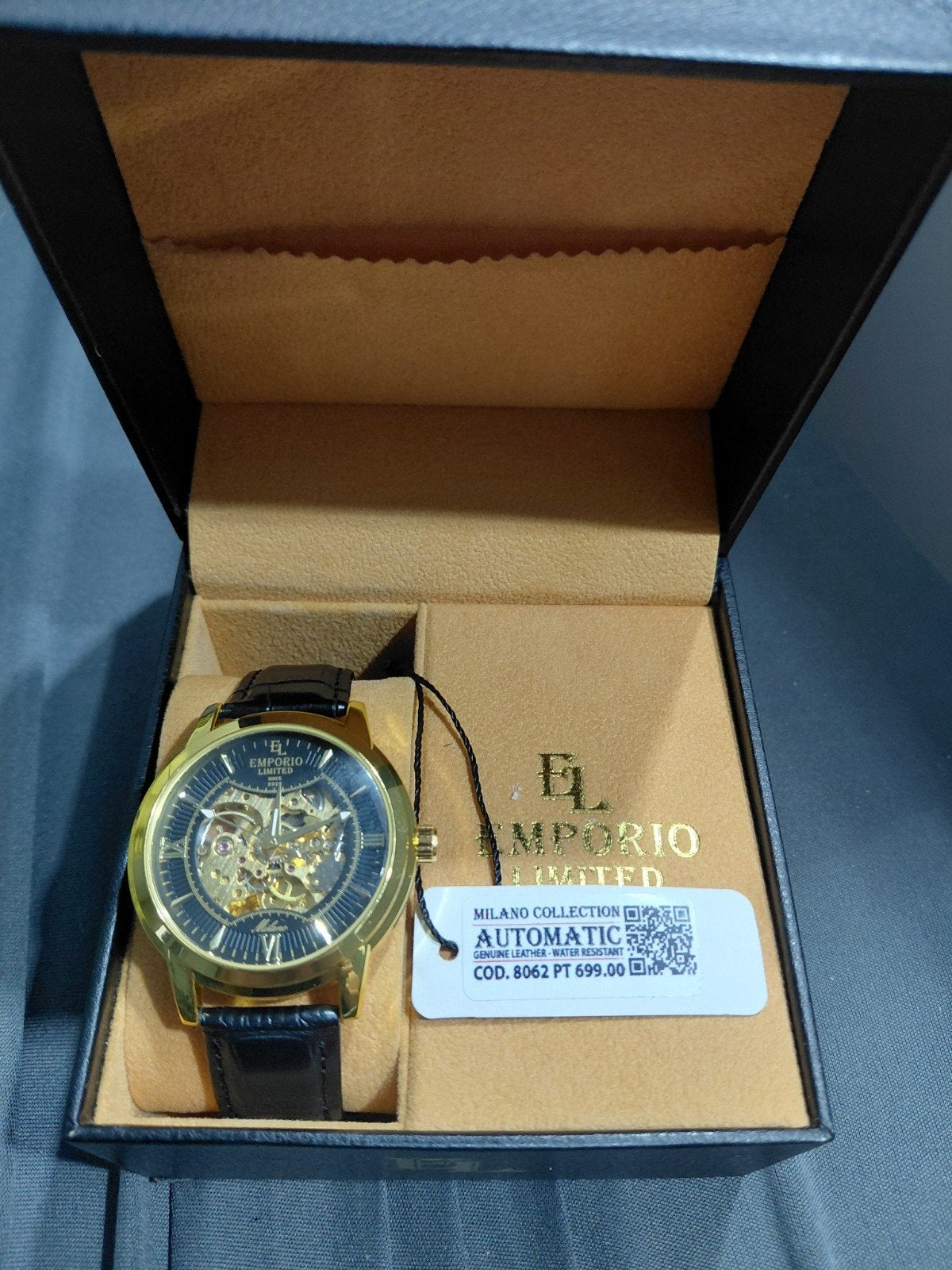 Emporio limited, Handtassen en Accessoires, Horloges | Heren, Overige merken, Leer, Staal, Polshorloge