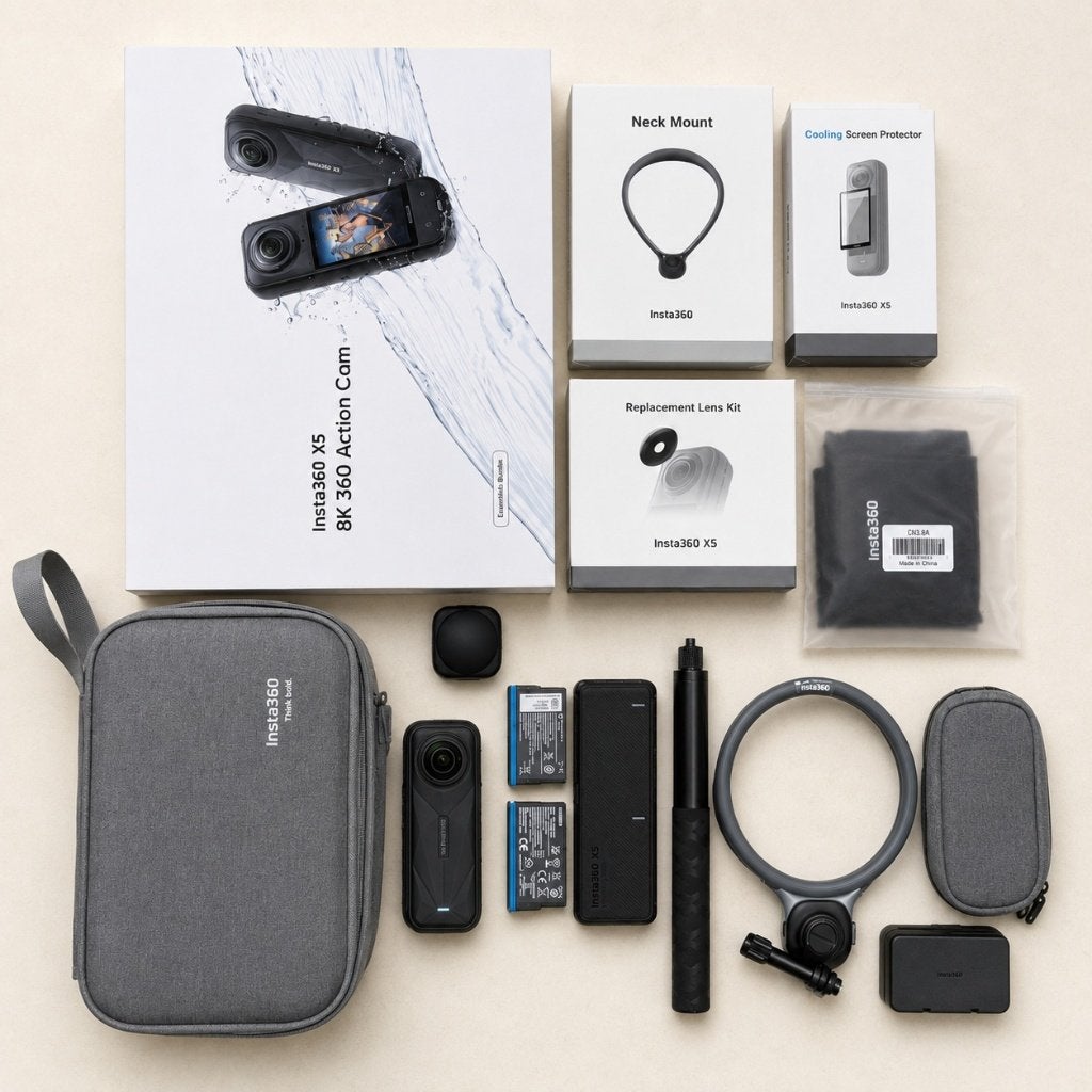 Insta360 X5 Action Camera (360 / 4K / 8K) + Accessoires Set, Enlèvement ou Envoi, Comme neuf, Autres marques