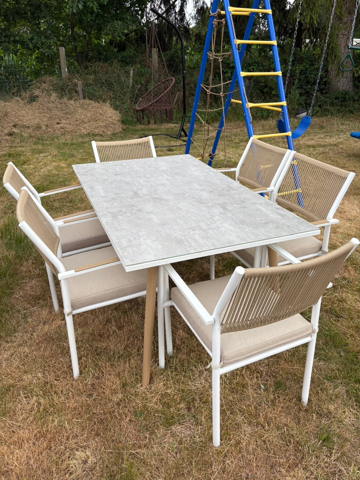 Tuintafel met 6 stoelen uit aluminium, Tuin en Terras, Ophalen of Verzenden, Zo goed als nieuw, Aluminium