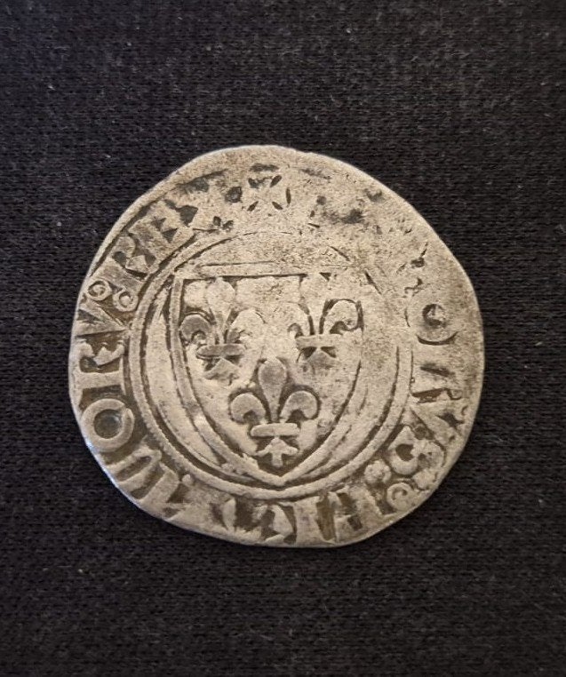 Monnaie médiévale française en argent – Blanc Guénar, Enlèvement, France, Argent
