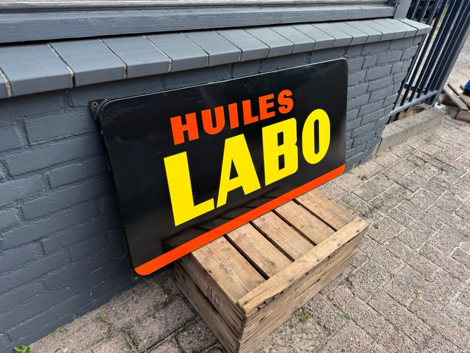LABO olie emaille reclamebord XL, Ophalen, Reclamebord