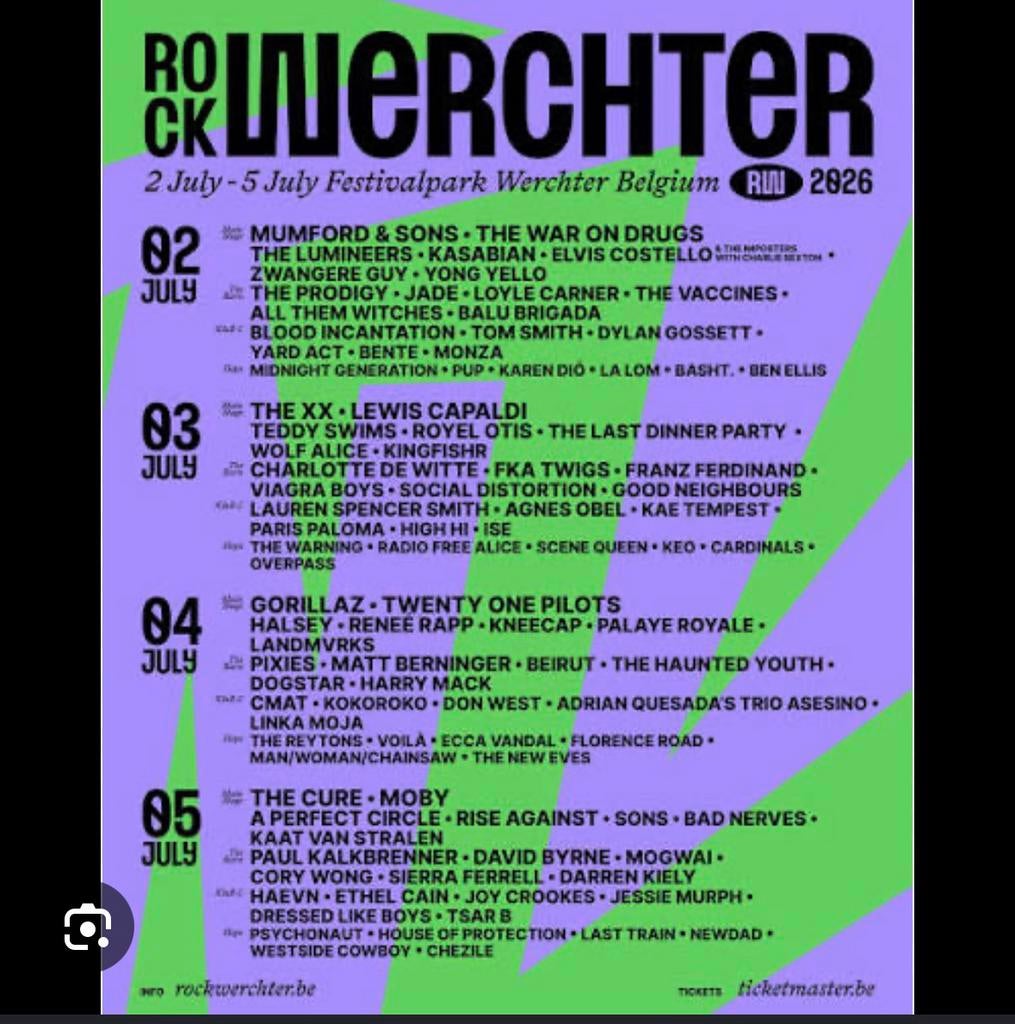 Billet journalier Rock Werchter 2026 jeudi 02/07, Tickets & Billets, Événements & Festivals