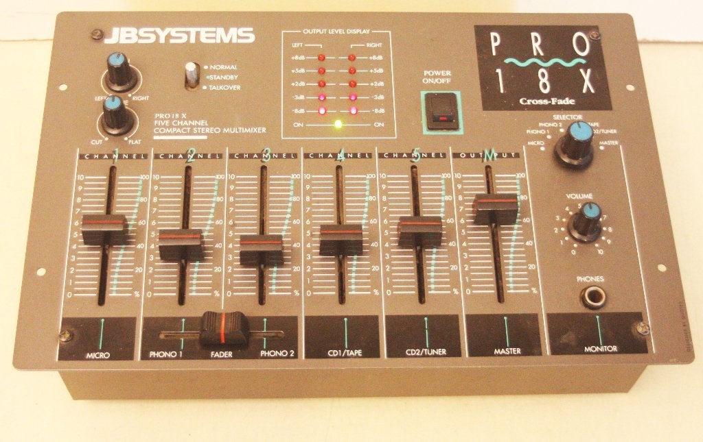 JB Systems Pro 18X Mengpaneel / Mixer Voor DJ / 5 Channel, Ophalen of Verzenden, Zo goed als nieuw, 5 tot 10 kanalen, Microfooningang