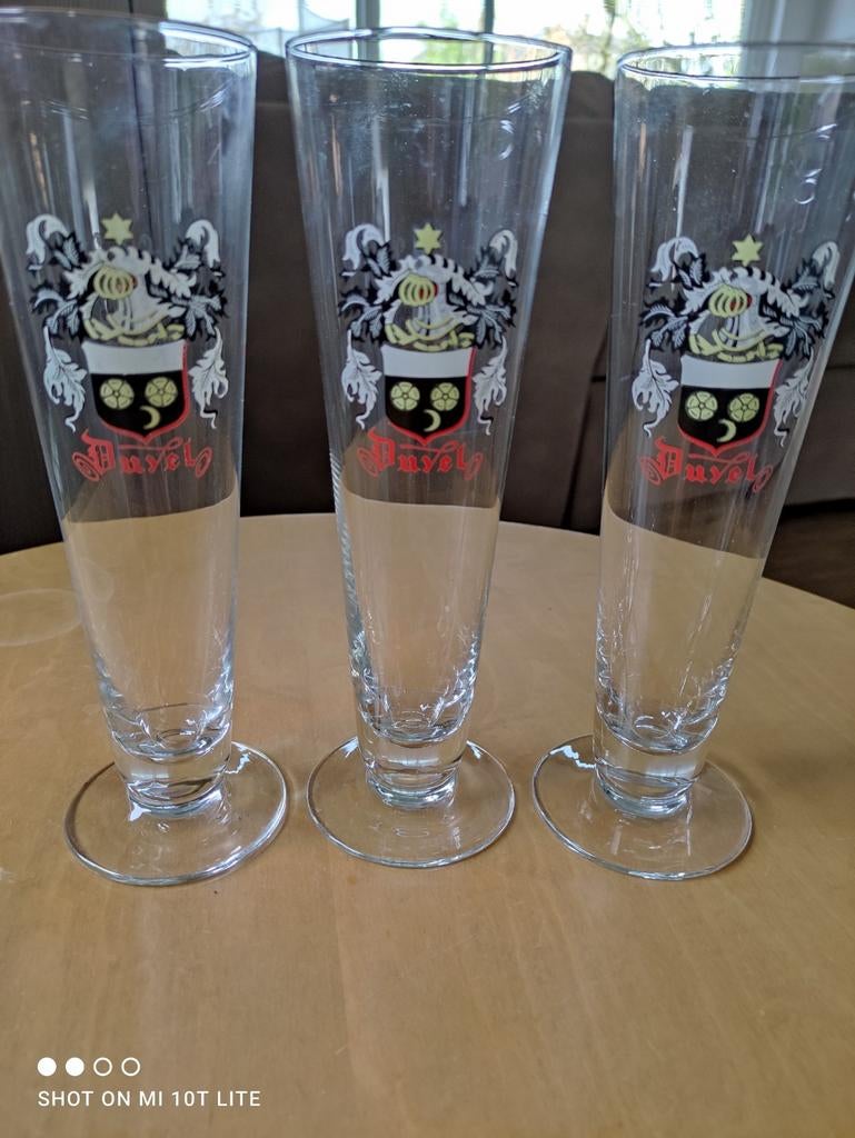 Duvel 3 fluitglazen, Ophalen, Zo goed als nieuw, Duvel