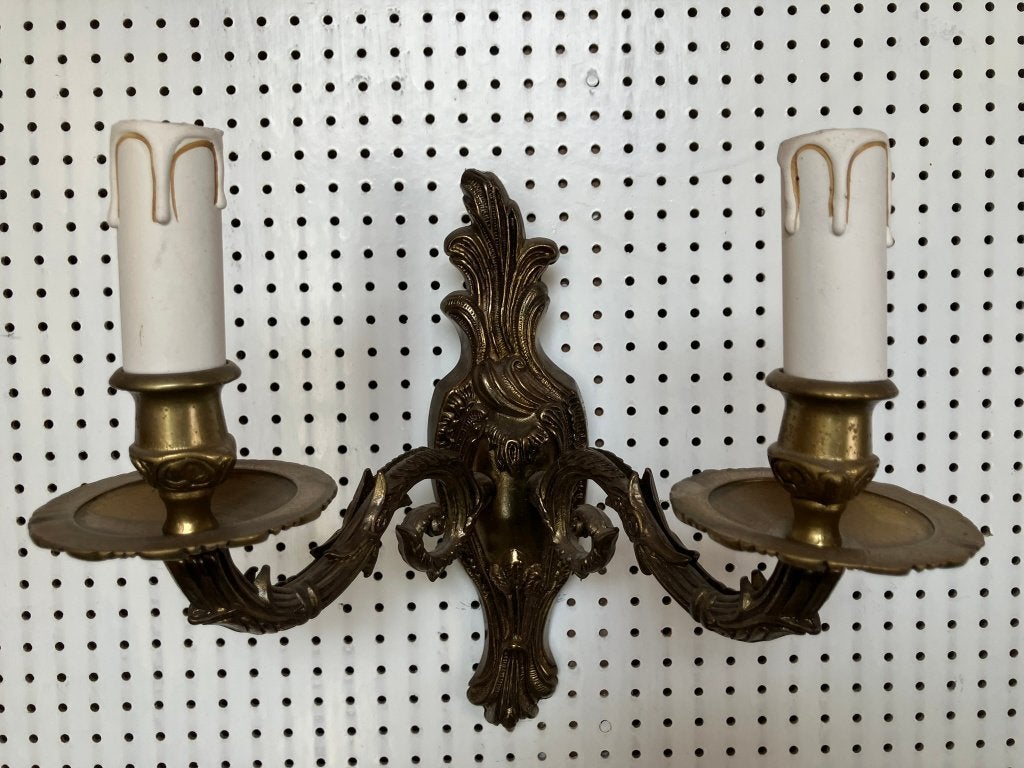 Vintage Wandkandelaar met 2 Lichtpunten, Ophalen, Koper of Brons