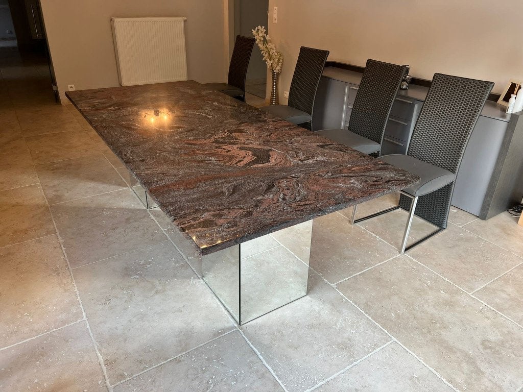Granieten tafel van 240 x 104 in 3 cm voor buiten of binnen, Huis en Inrichting, Ophalen, Gebruikt, Overige materialen, Moderne