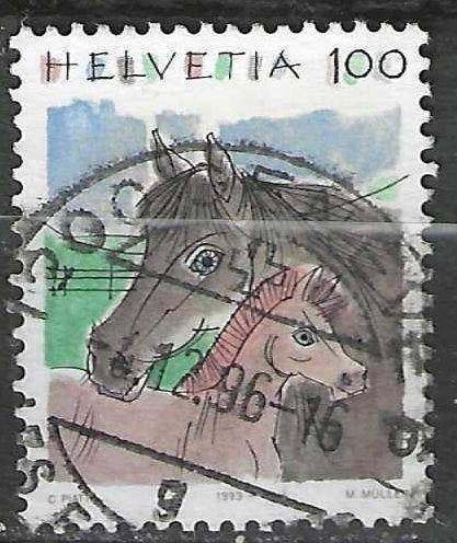 Zwitserland 1993 - Yvert 1419 - Dieren - Paard   Veulen (ST), Verzenden, Gestempeld