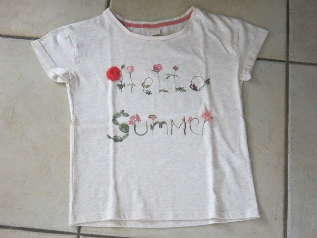Leuk T-shirtje summer, 7-8 jaar, Kinderen en Baby's, Kinderkleding | Maat 122, Ophalen, Zo goed als nieuw, Meisje, Shirt of Longsleeve
