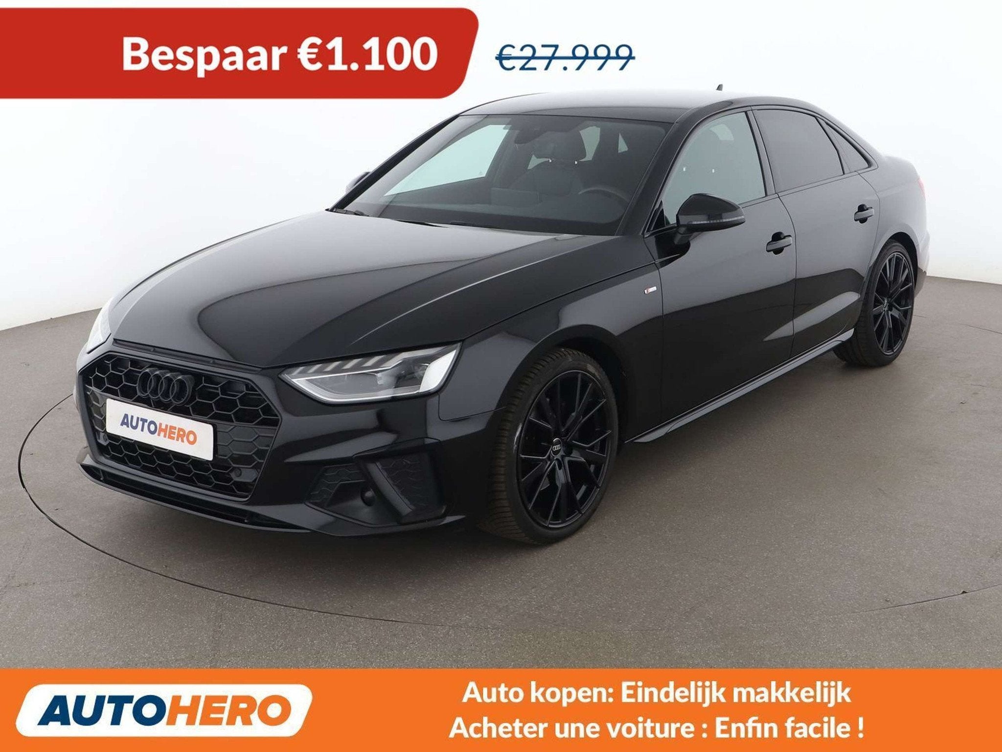 Audi A4 35 TFSI Mild-Hybrid S line (bj 2023, automaat), Auto's, 4 deurs, Gebruikt, A4, Zwart