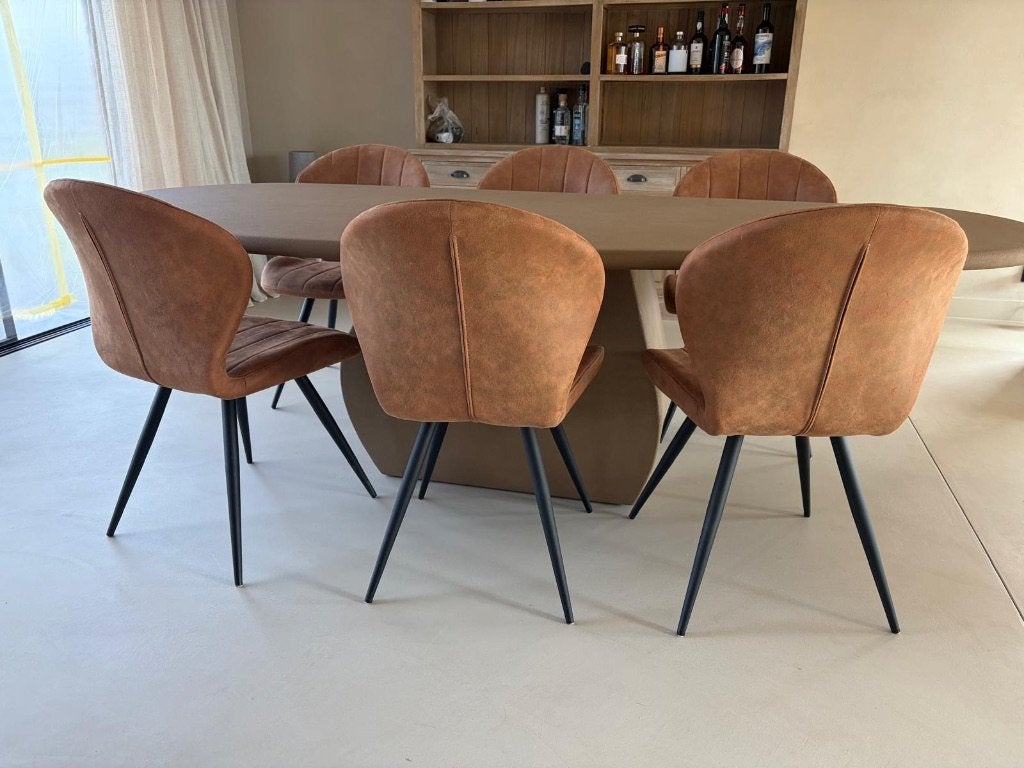 Suede stoelen eetkamer (set van 6), Ophalen, Overige kleuren, Zo goed als nieuw, Stof