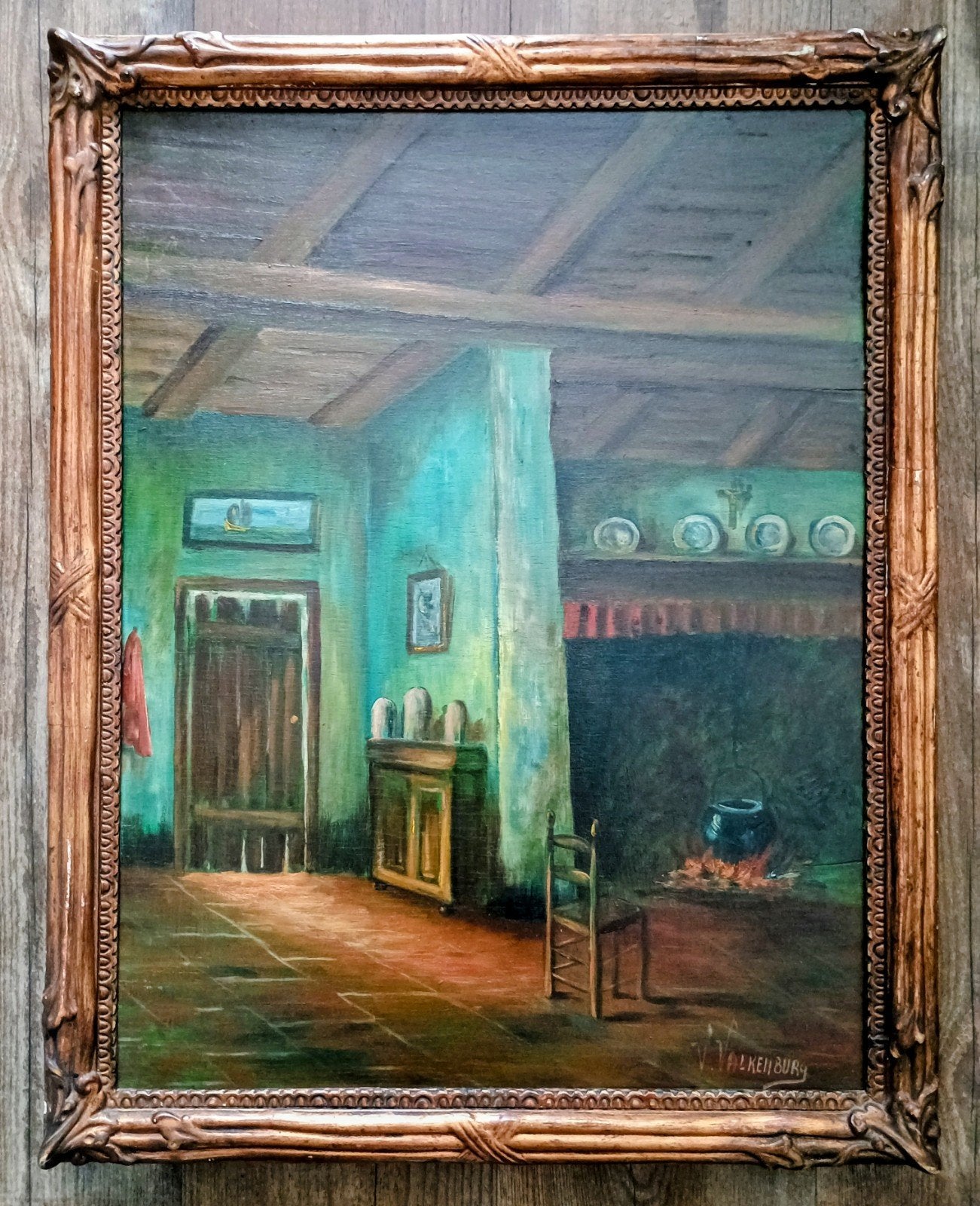 Interieur van een oude hoeve, Ophalen