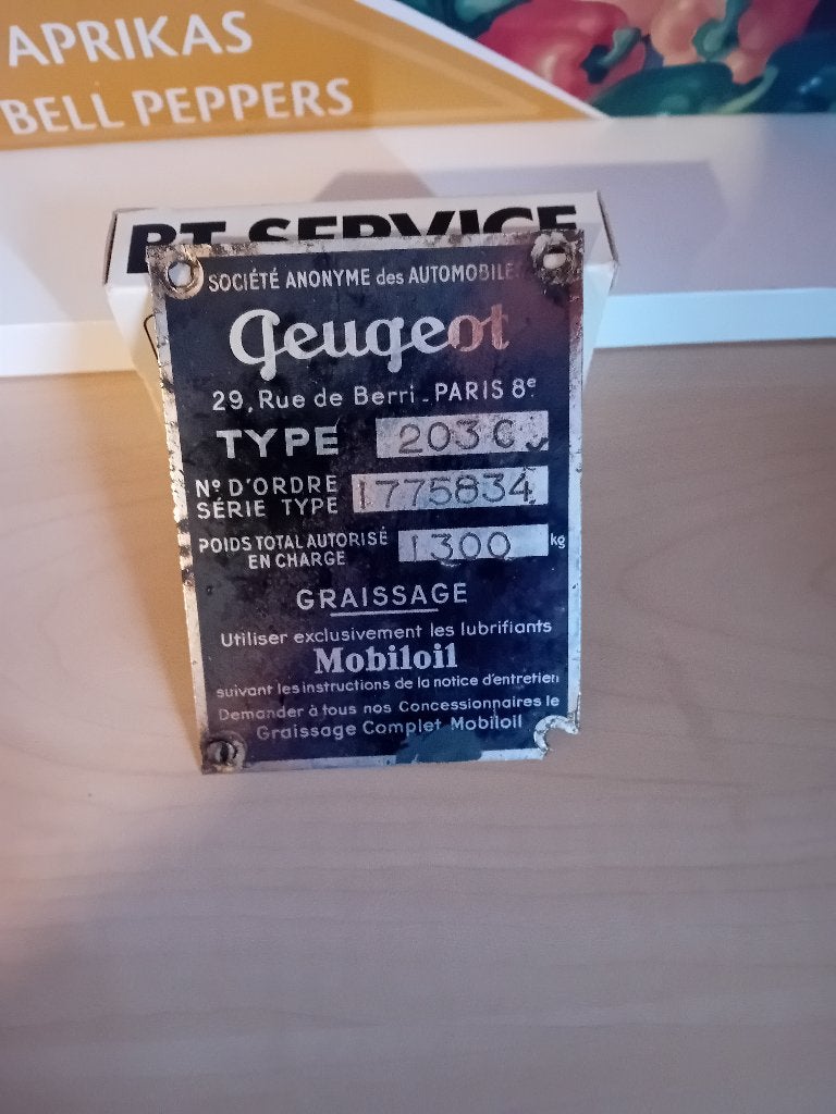 Plaque identification pour voiture vintage, Collections, Objets militaires | Général, Enlèvement ou Envoi, Autres, Autres types