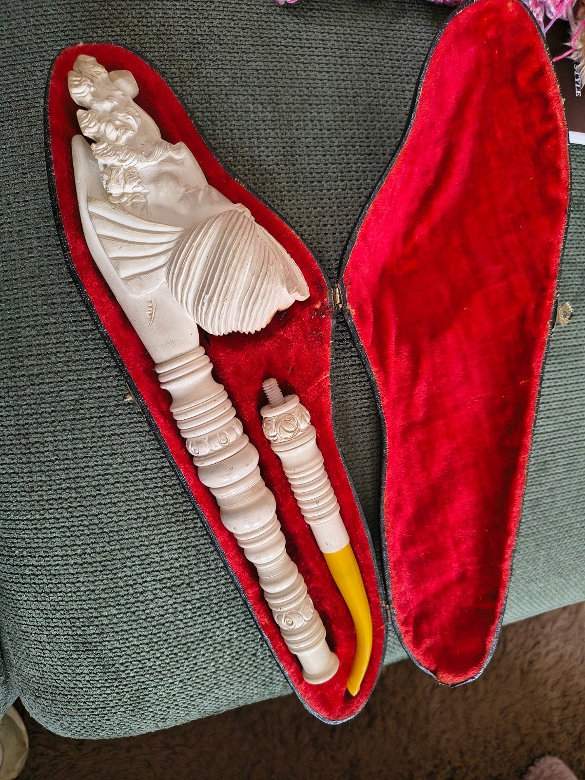 ancienne grande pipe en écume de mer. 46 CM de long. avec po, Collections, Articles de fumeurs, Briquets & Boîtes d'allumettes