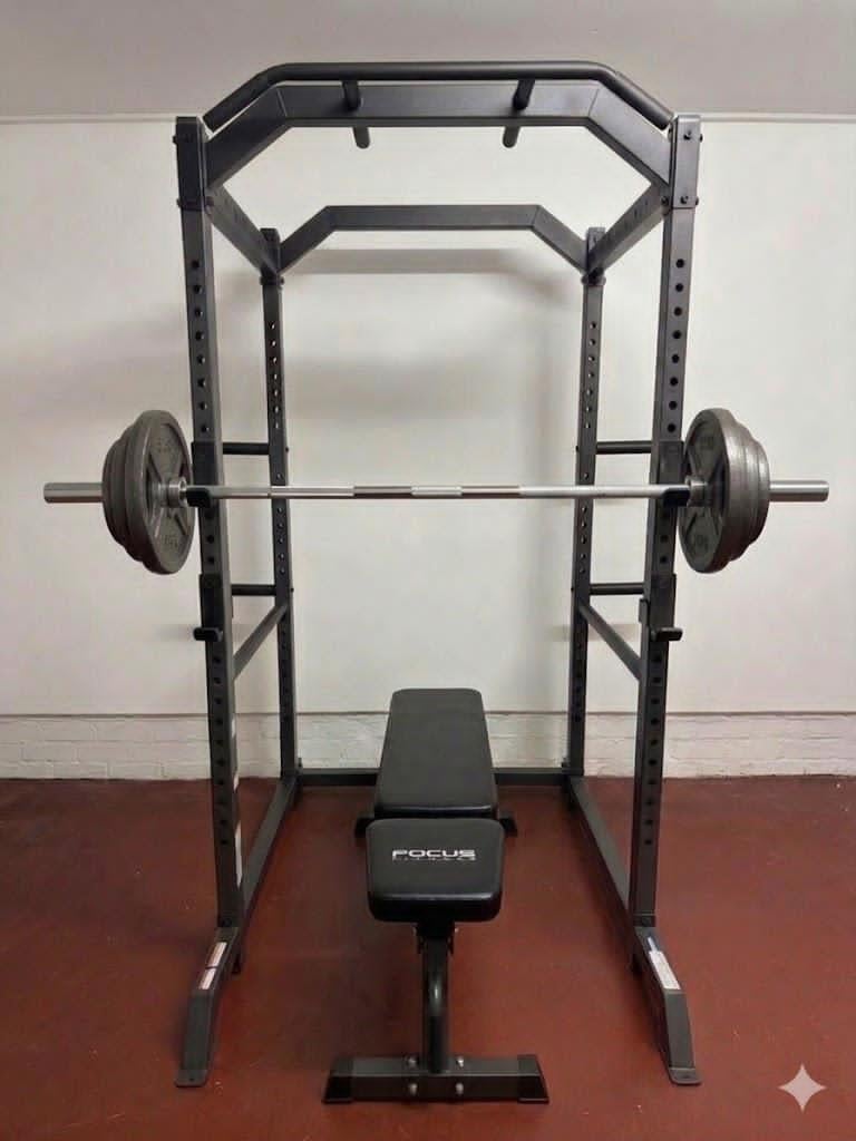 Le Power Rack + Banc + Barells & Drives, Sports & Fitness, Enlèvement, Banc d'exercice