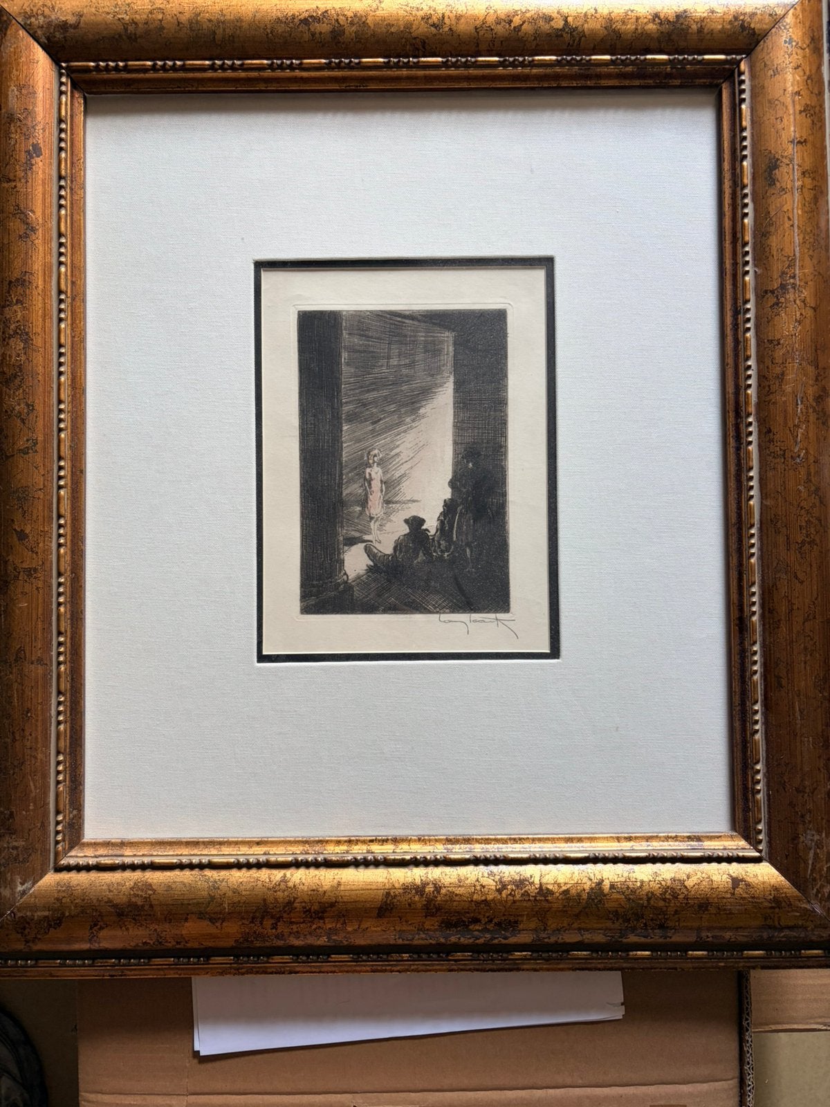 Ets Louis Icart - "In the Light" (1926) + Certificaat (COA), Portrait ou Personnes, Signé, Enlèvement, Papier