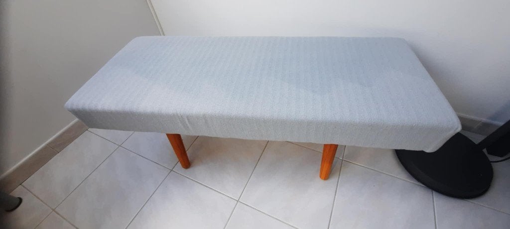 Houten bijzet bankje., Huis en Inrichting, Ophalen, Gebruikt, Minder dan 75 cm, 150 tot 200 cm