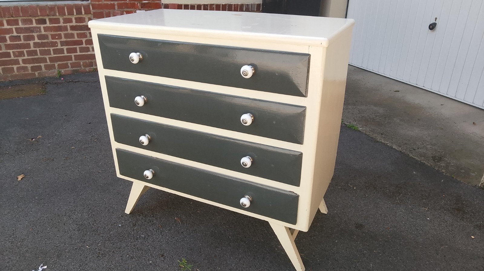 Authentique commode vintage pieds compas réactualisée 60's, Enlèvement