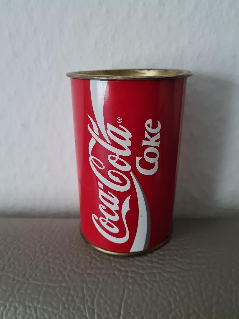 vintage spaarpot in blik coca cola, Verzamelen, Ophalen of Verzenden