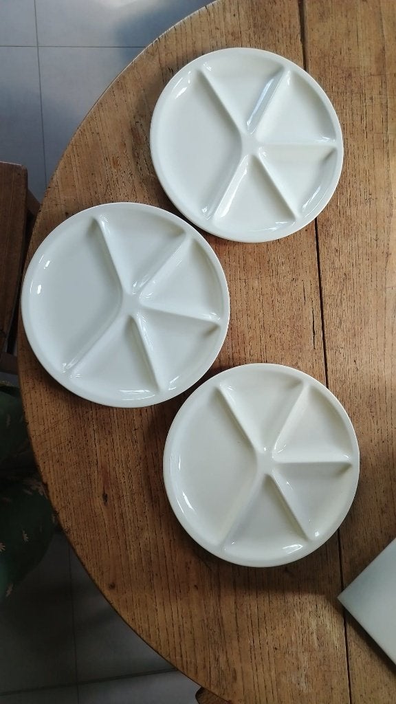 Fondue- of hapjesborden Le Creuset - set van 3, Ophalen of Verzenden, Zo goed als nieuw, Bord(en)