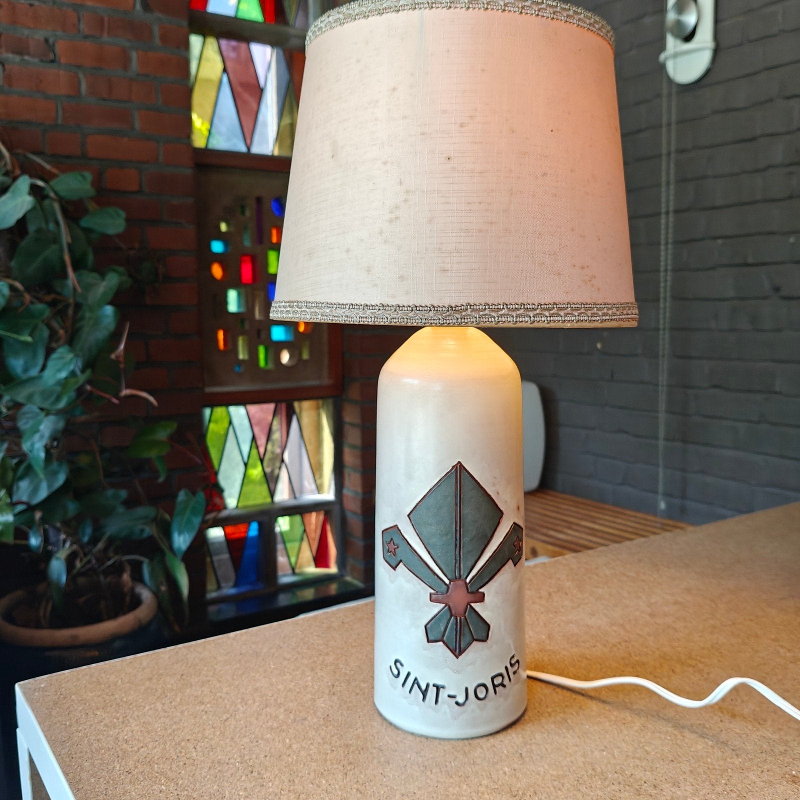 Unieke Vintage scoutslamp keramiek, Vintage, Keramiek, Nachtlamp, Ophalen