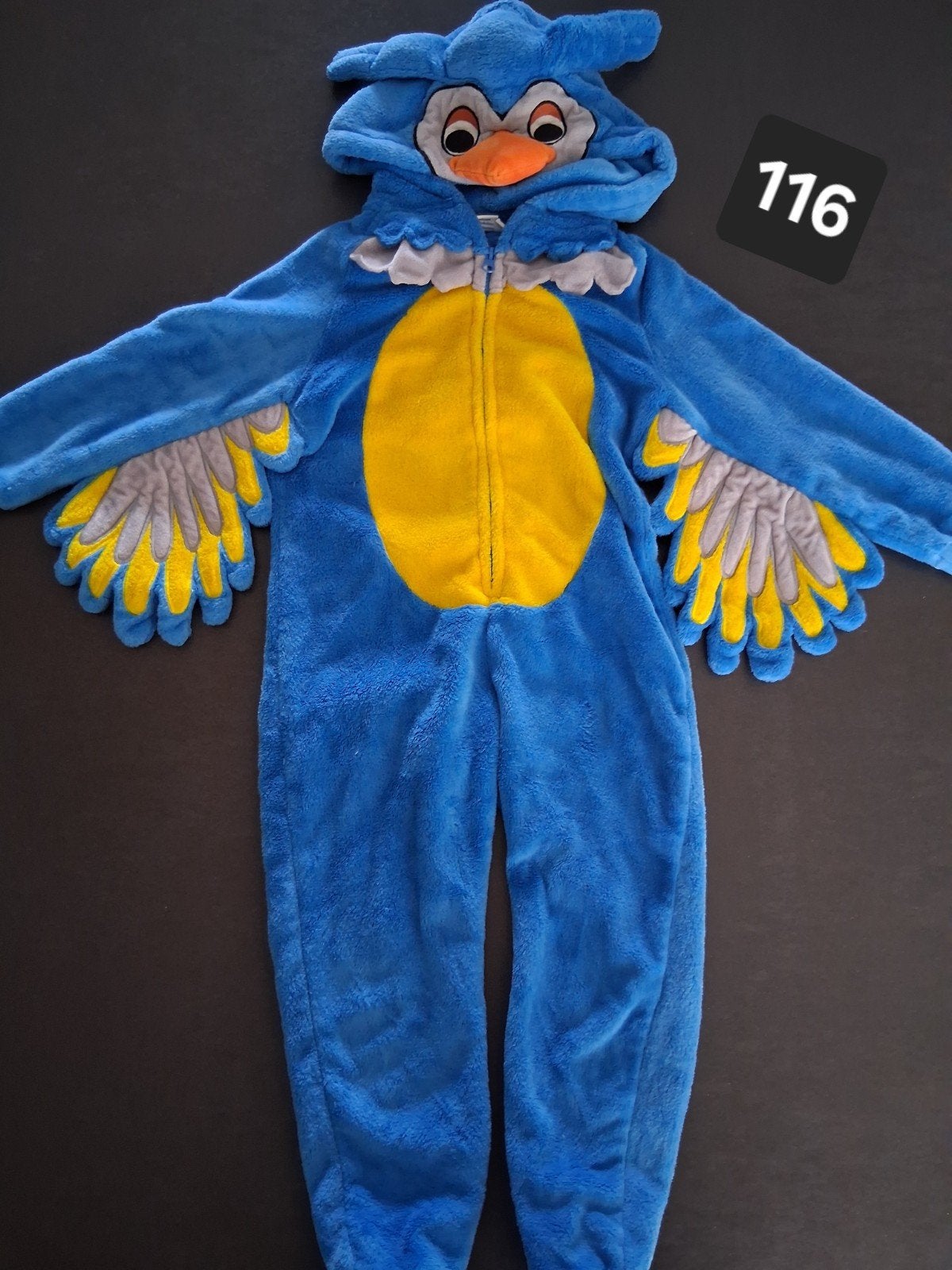 Verkleedkledij pak onesie uil Fabeltjeskrant maat 116, Ophalen of Verzenden