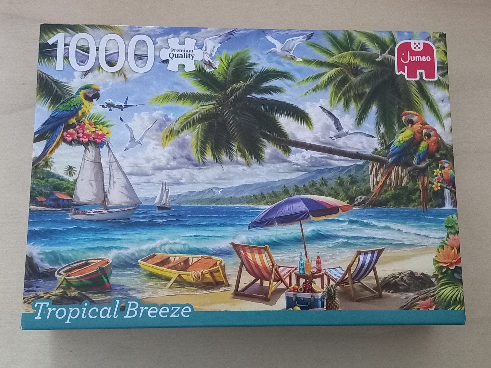 Puzzle Jumbo 1000 pièces - Tropical Breeze, Enlèvement ou Envoi, 500 à 1500 pièces, Utilisé, Puzzle