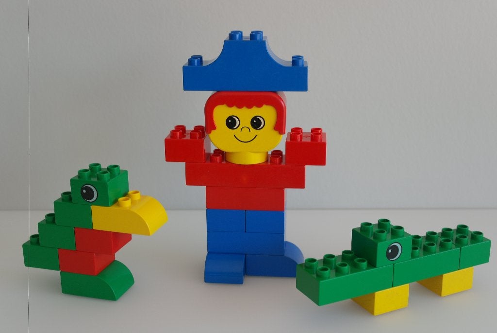 Duplo Block Boy avec crocodile et oiseau, Enfants & Bébés, Enlèvement ou Envoi, Comme neuf, Duplo