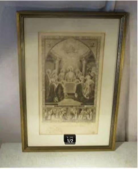 Mooi Antieke Prent 'Het Laatste Avondmaal' - 1930, Antiek en Kunst, Ophalen of Verzenden