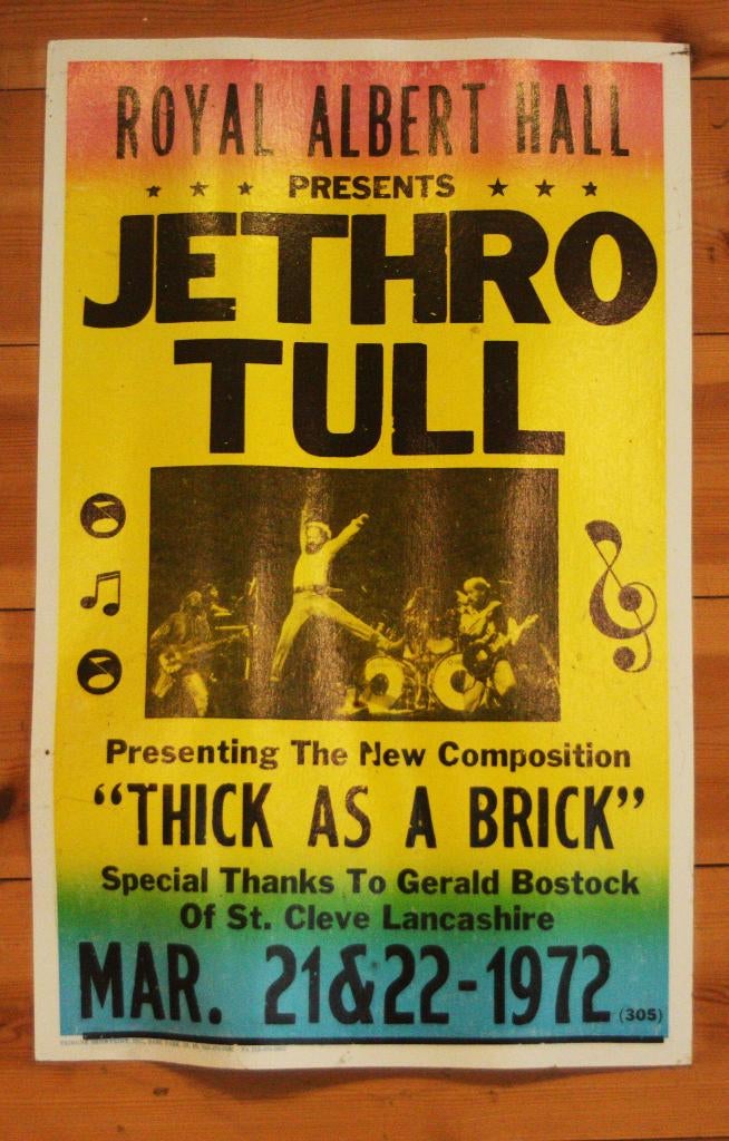 Affiche Jethro Tull / Royal Albert Hall / 21 & 22 March 1972, Verzamelen, Ophalen of Verzenden, Gebruikt