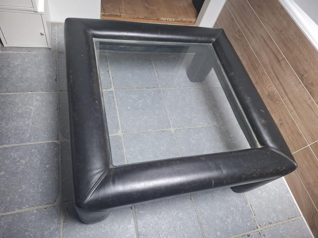 Vintage design salontafel de Sede, Huis en Inrichting, Ophalen, Vierkant, Glas