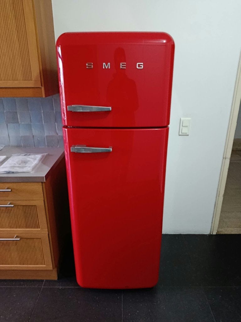 SMEG Retro Koelkast Rood - FAB30 - In goede staat, Ophalen, Gebruikt, 200 liter of meer, 60 cm of meer