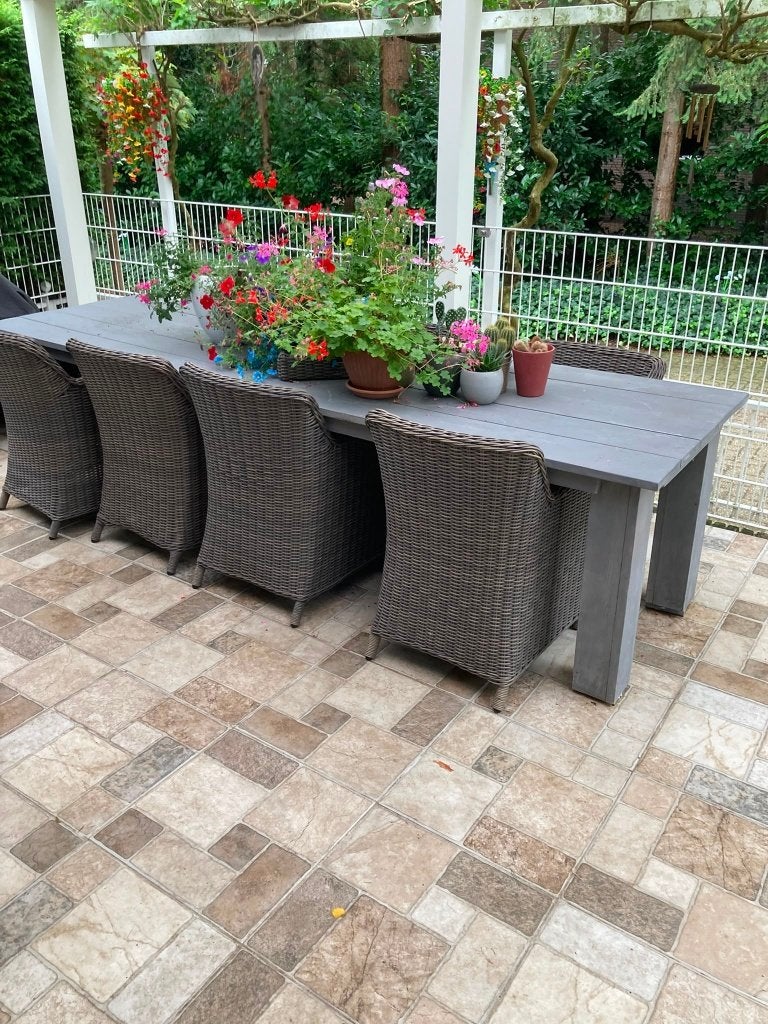 Belle grande table de jardin en bois d'échafaudage - 300 cm, Jardin & Terrasse, Enlèvement, Comme neuf, Rectangulaire, Bois
