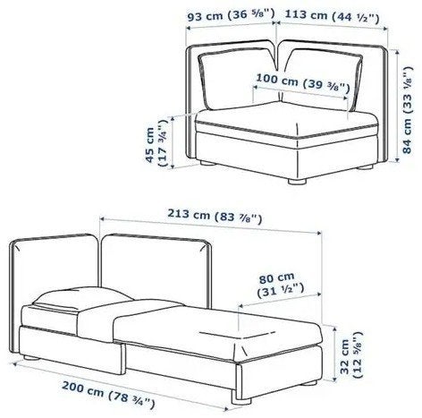 fauteuil/canapé-lit simple IKEA VALLENTUNA (comme neuf), Maison & Meubles, Gris, 200 cm, Une personne, Comme neuf