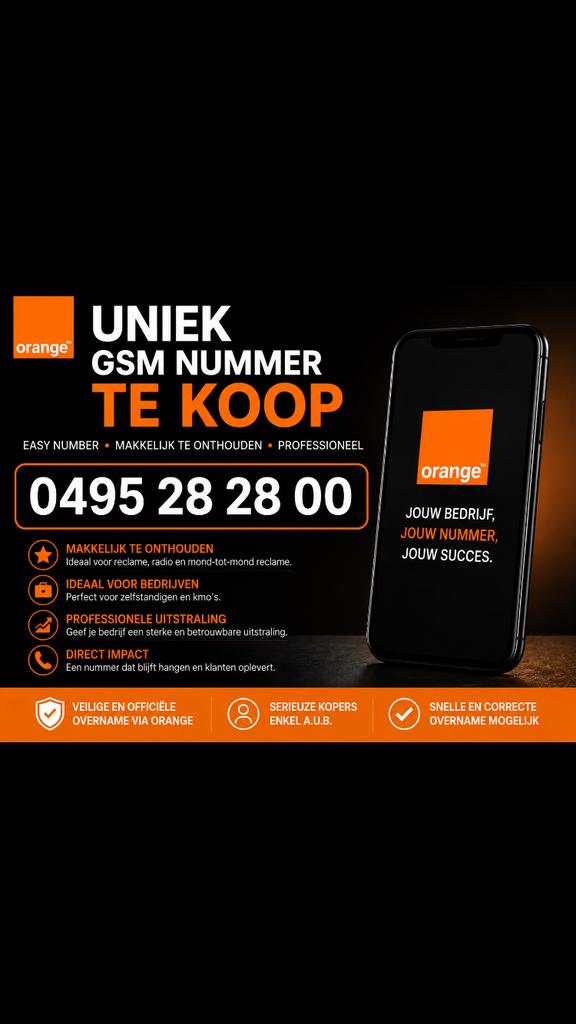 Easy nummer te koop voor bedrijven 0495/28/28/00 orange, Ophalen, Zo goed als nieuw