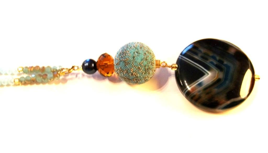 Te koop -: Nieuw!!! Lange fijne ketting met harger., Handtassen en Accessoires, Kettingen, Ophalen, Met hanger, Blauw, Nieuw
